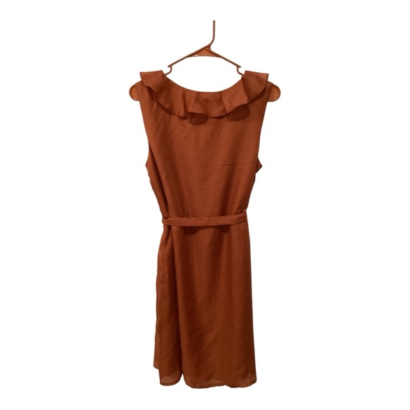 Merona Terracotta Ruffled Midi Dress - Picture 3 of 5